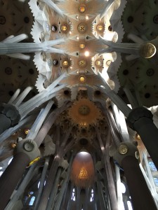 The other-worldly ceiling at Sagrada Familia